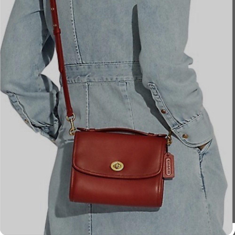 Coach Kip Turnlock Crossbody Bag Reddish Brown